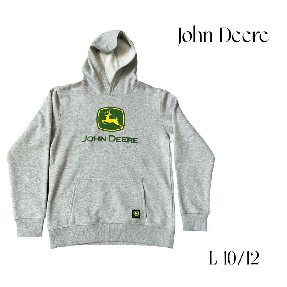 John Deere Hoodie Youth L 10/12 NWT | Gray Tractor Logo Pullover Sweatshirt NEW - Picture 3 of 7